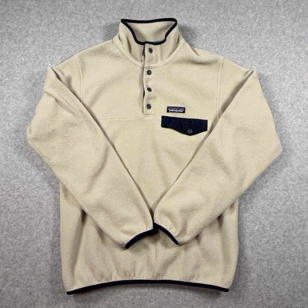 Patagonia Synchilla Mens Small Beige Fleece Snap-T Pullover Jacket STY25455